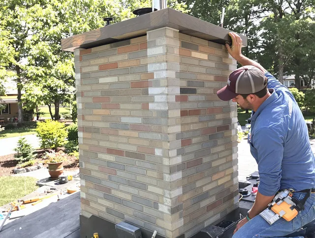 Matthews Chimney Sweep completing a modern chimney remodel in Matthews, NC