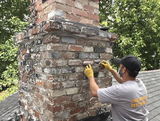 In-progress chimney restoration by Matthews Chimney Sweep in Matthews, NC