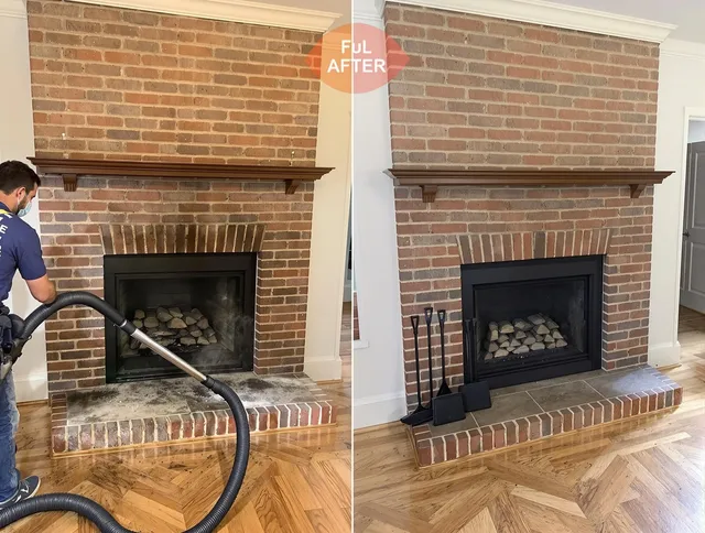 Matthews Chimney Sweep carefully sanitizing a fireplace in Matthews, NC