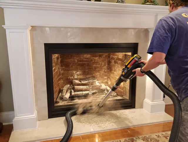 Fireplace cleaning performed by Matthews Chimney Sweep in Matthews, NC