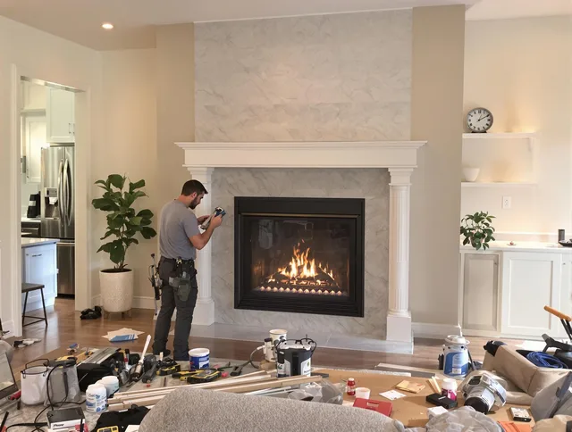 Newly installed fireplace by Matthews Chimney Sweep in Matthews, NC